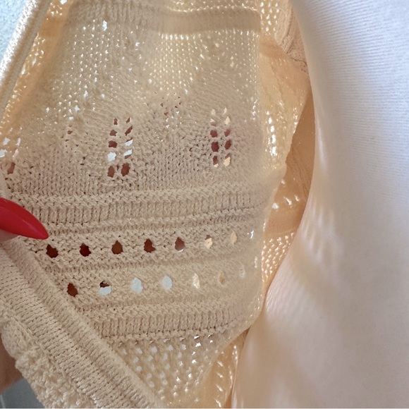 ST. JOHN COLLECTION Full Zip Knit Mock Neck Eyelet Stitched Cardigan Sweater 6 - Picture 10 of 11